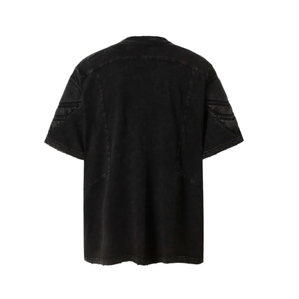 Mech Design Washed TShirt showcasing a mechanical-inspired washed design in black, perfect for summer styling.