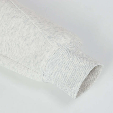 Oversized Hooded Sweatshirt – Loose Fit close-up of sleeve detail in White Flower Gray fabric.