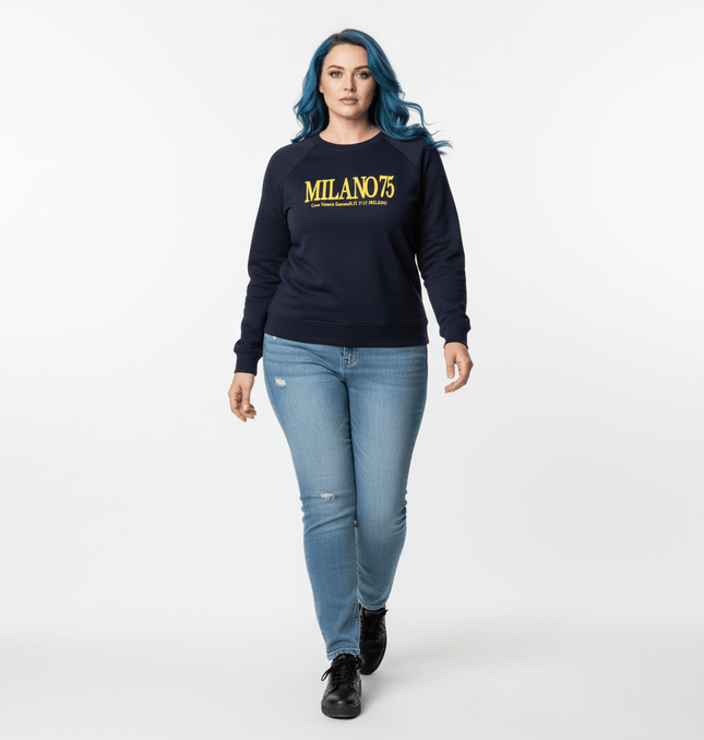 Retro Printed Pullover Hoodie – Loose Fit worn by a model featuring a classic round neckline and relaxed fit.