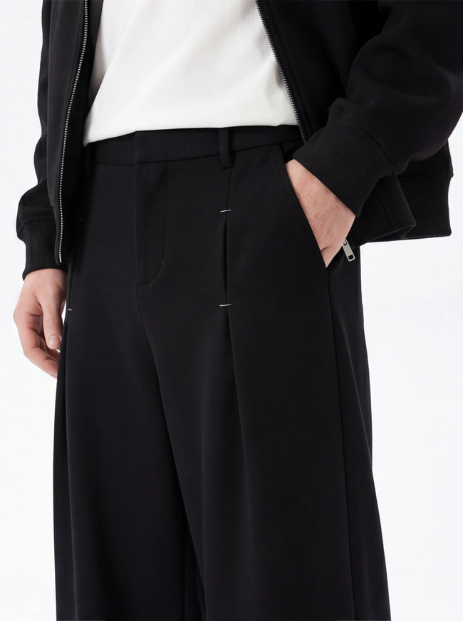 Black cleanfit street trousers with Grozavu logo