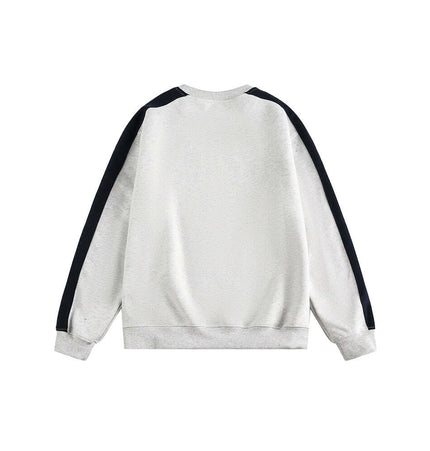 National Trend Retro Stripe Loose Shirt back view featuring a relaxed fit with contrasting navy stripes.