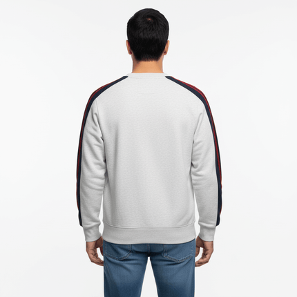 Back view of a man wearing the National Trend Retro Stripe Loose Shirt with bold stripes.