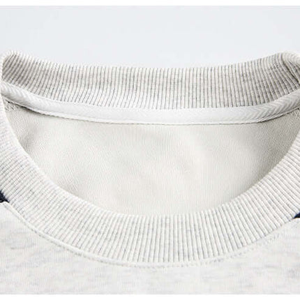 National Trend Retro Stripe Loose Shirt collar detail showing premium fabric and retro stripe design.