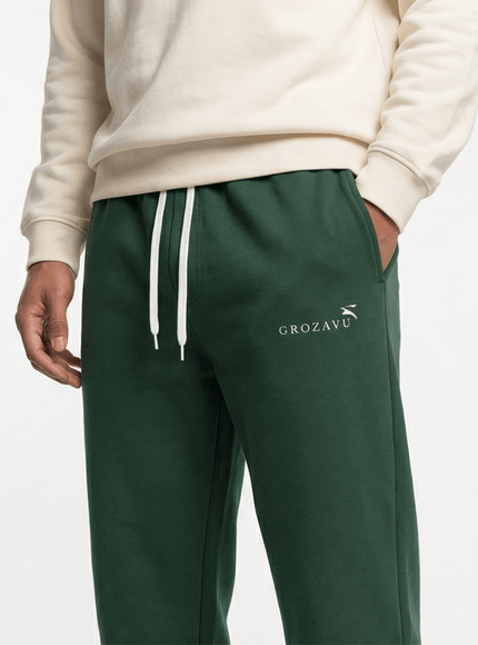 Back view of wide leg joggers by Grozavu