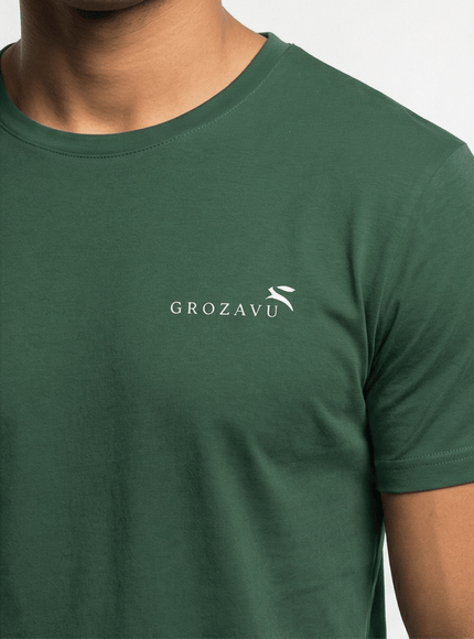Back view of cotton crew neck t-shirt by Grozavu
