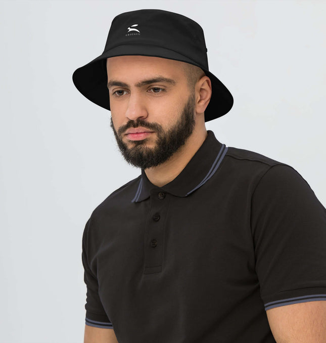 Man wearing an Old School Bucket Hat, showcasing a vintage style suitable for outdoor activities.