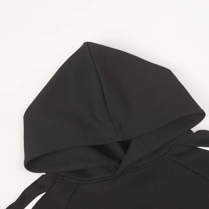 Patchwork Embroidered Hoodie – Loose Fit with a black hooded collar design for urban street style.