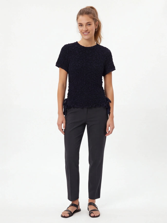 Top rotondo lavorato a maglia con texture Essential Fit