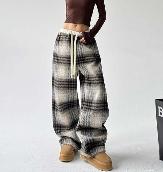 Plaid Flannel Fleece Lined Winter Pants