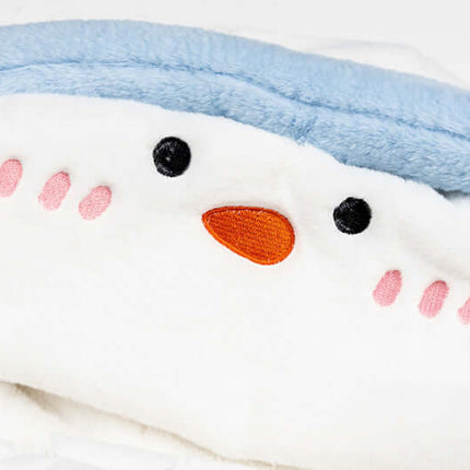 Plush Hooded Cotton Coat with a cute snowman face and cartoon features for a playful winter look.