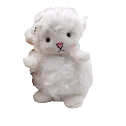 Plush Lamb Doll Bag Pendant Keychain showcasing a cute lamb design in fluffy white plush fabric.