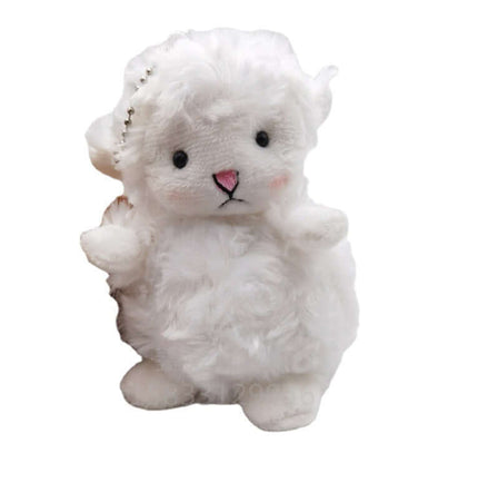 Plush Lamb Doll Bag Pendant Keychain showcasing a cute lamb design in fluffy white plush fabric.