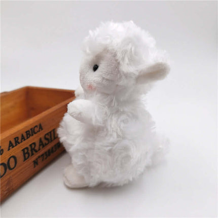 Plush Lamb Doll Bag Pendant Keychain in soft white plush with adorable features and fluffy texture.