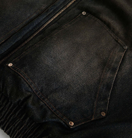 Close-up of Pocket Detail Denim Cotton Jacket highlighting functional pocket and fabric texture.