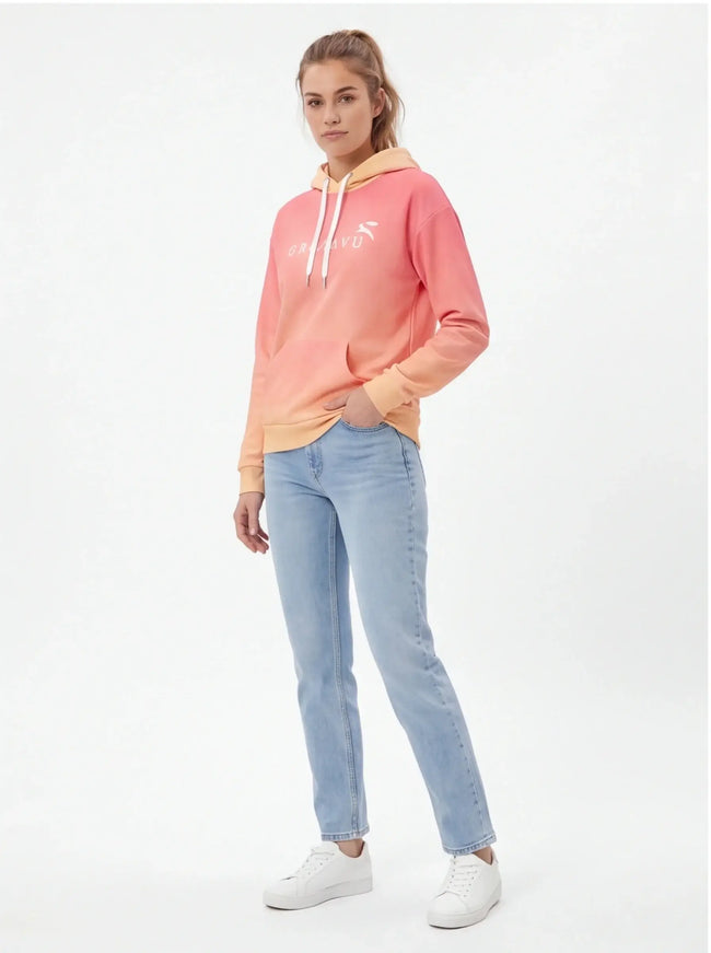 Model wearing the core hoodie by Grozavu