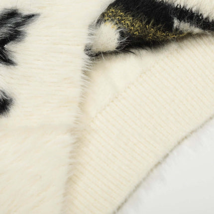 Regular Fit Animal Print Fleece Sweater close-up of soft texture and unique animal print detailing.