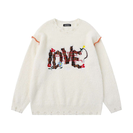 Knit Sweater with Letter Applique