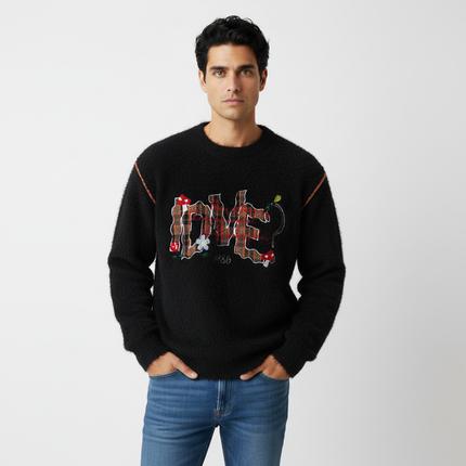 Knit Sweater with Letter Applique