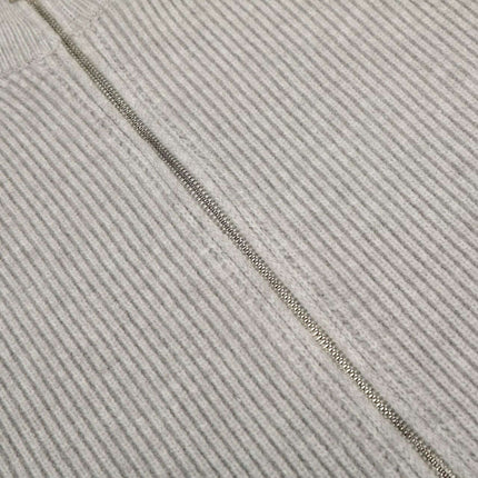 Retro Cardigan Sweater - Loose Fit close-up of textured knit fabric and open-front zipper detail.