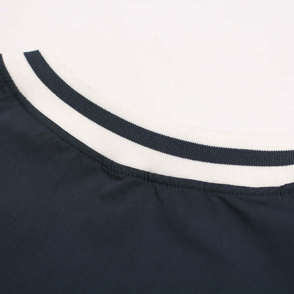 Close-up view of the collar of a Long Sleeve Tactical TShirt, showcasing the stylish design and fabric details.