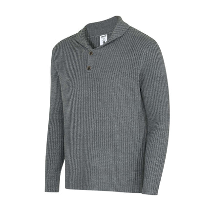 Retro Turn-Down Collar Sweater - Loose Fit in gray, featuring a textured knit design and stylish collar.
