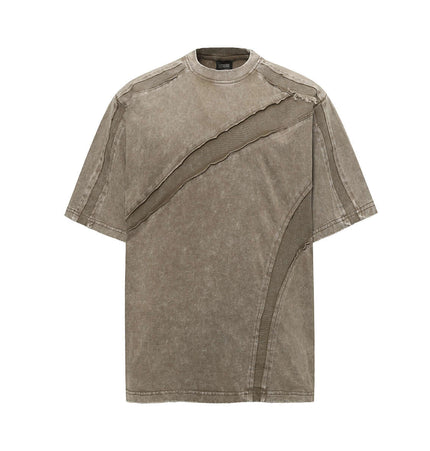 Retro Washed Deconstructed TShirt featuring a unique design with distressed edges and worn look for vintage style.