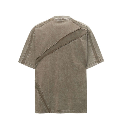 Retro Washed Deconstructed TShirt - back view showcasing unique distressed detailing and vintage style.