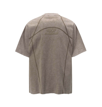 Retro Washed Letter Print TShirt – Loose Fit back view showcasing vintage design and relaxed style.