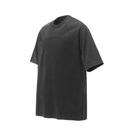 Retro Washed Letter Print TShirt – Loose Fit in black, showcasing a relaxed design and vintage aesthetic.