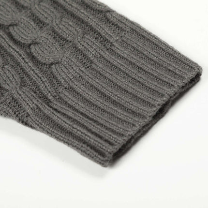 Close-up of the sleeve of a Retro Wool Sweater - Loose Fit, showcasing textured knit detail in gray.