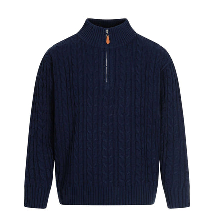 Retro Wool Sweater - Loose Fit featuring a high neck and cable knit design, crafted from a warm wool blend.