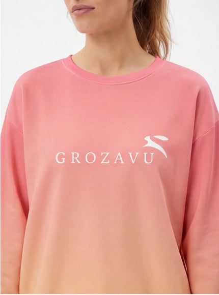 Back view of oversized core sweatshirt by Grozavu
