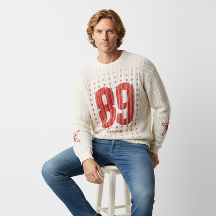 Round Neck Jacquard Knit Sweater