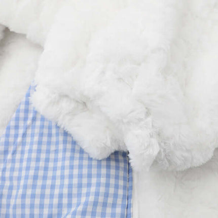 Sherpa Cotton Winter Jacket - Loose Fit showcasing soft sherpa lining and blue checkered pattern inside.