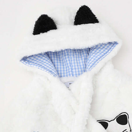 Sherpa Cotton Winter Jacket - Loose Fit with hood featuring cute cartoon ears and warm sherpa lining.
