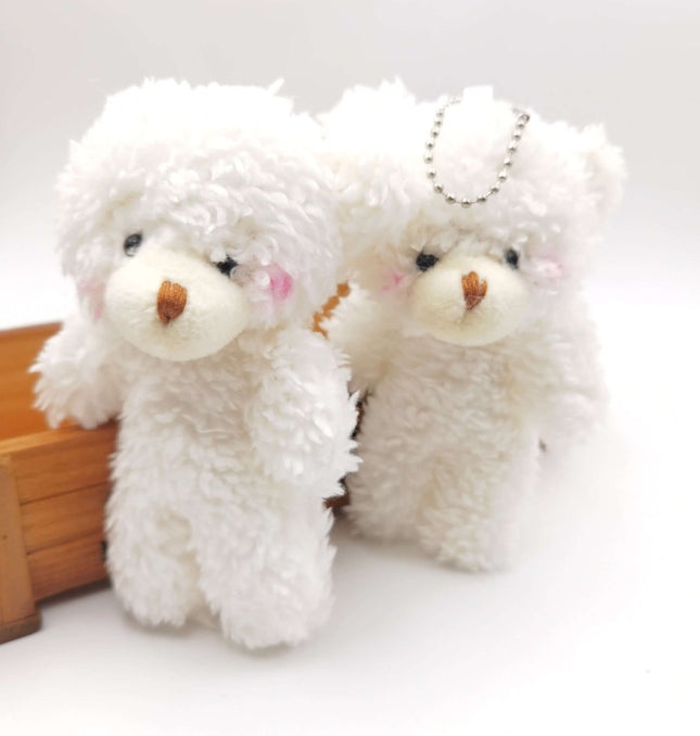 Shy Blush Bear Plush Keychain in white plush with a cute blushing expression, perfect for bags or keys.