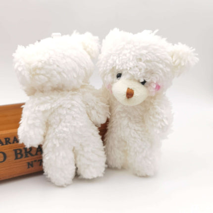 Shy Blush Bear Plush Keychain with fluffy white fur and cute blushing expression, perfect for bags and keys.