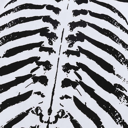 Skull Demon Printed TShirt – Loose Fit featuring a striking black skeleton print on a white background.