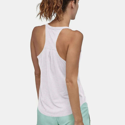 Slim Fit Cotton Scoop Neck Tank Top worn from the back, showcasing its flattering silhouette and sleeveless design.
