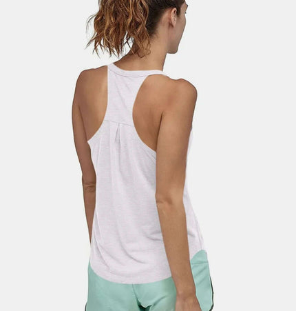 Slim Fit Cotton Scoop Neck Tank Top worn from the back, showcasing its flattering silhouette and sleeveless design.