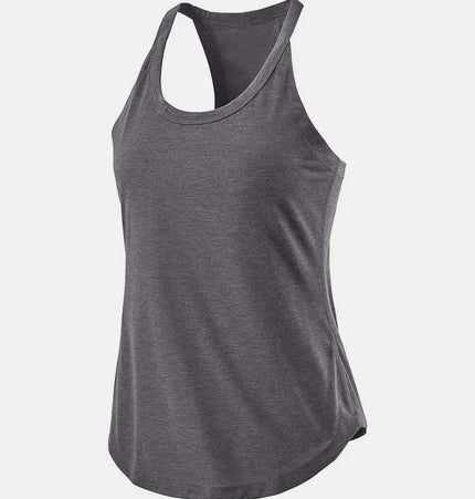 Slim Fit Cotton Scoop Neck Tank Top in dark gray color with a sleeveless design and U-neckline.