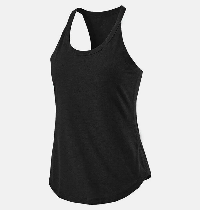 Slim Fit Cotton Scoop Neck Tank Top in black, sleeveless design perfect for workouts and casual wear.