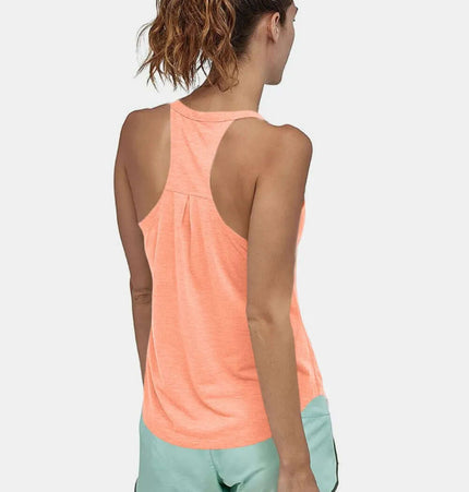 Slim Fit Cotton Scoop Neck Tank Top in vibrant coral, showcasing a sleeveless design ideal for workouts and casual wear.