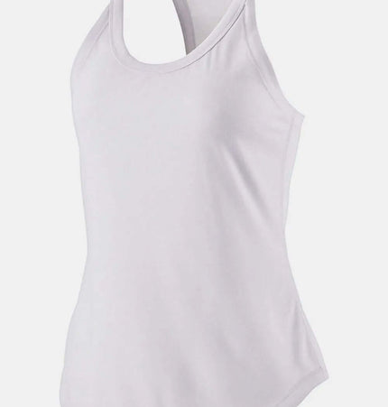 Slim Fit Cotton Scoop Neck Tank Top in white for active wear and casual styling.