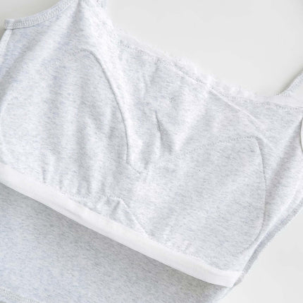 Lace Strap Button Tank Top - Slim Fit close-up showing soft cotton fabric and built-in chest cushion.