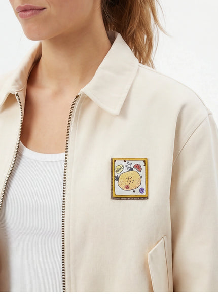 Back view of Apricot cropped tailored jacket by Grozavu