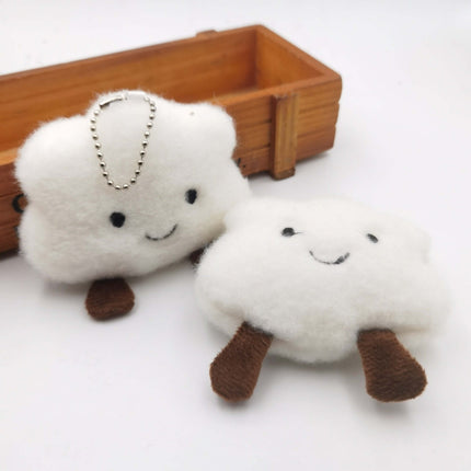 Cute Smiley Cloud Plush Keychain with soft texture and cheerful design, perfect for adding charm to accessories.