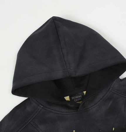 Splashing Ink Spliced Hooded Sweatshirt showing the hood detail for a stylish casual streetwear look.