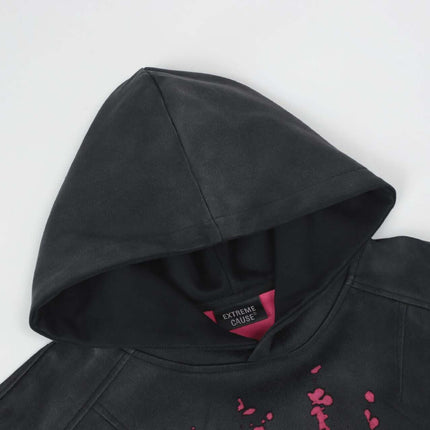 Splashing Ink Spliced Hooded Sweatshirt featuring a stylish hood and artistic ink design.
