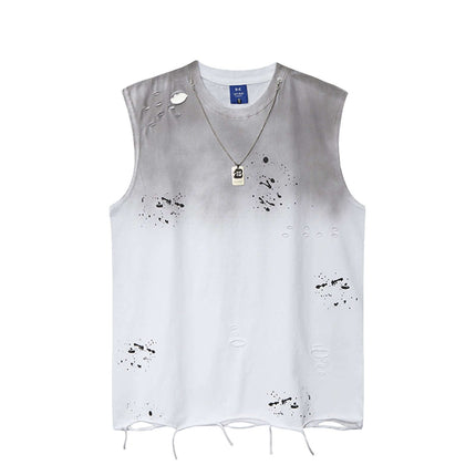 Splatter Ink Tank Top – Loose Fit featuring a paint splatter design with a raw, vintage finish and casual style.